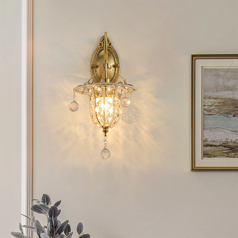 Iron Crystal Elliptical Gooseneck 1-Light Wall Sconce Lamp