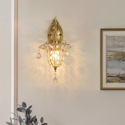 Iron Crystal Elliptical Gooseneck 1-Light Wall Sconce Lamp