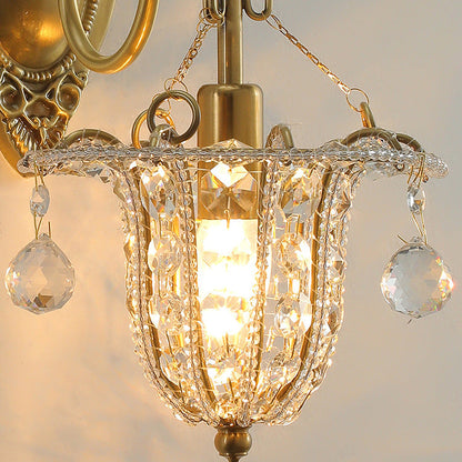 Iron Crystal Elliptical Gooseneck 1-Light Wall Sconce Lamp