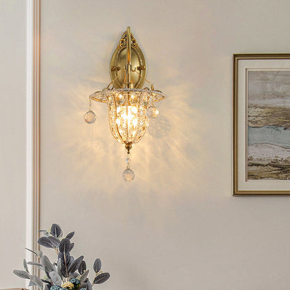 Iron Crystal Elliptical Gooseneck 1-Light Wall Sconce Lamp
