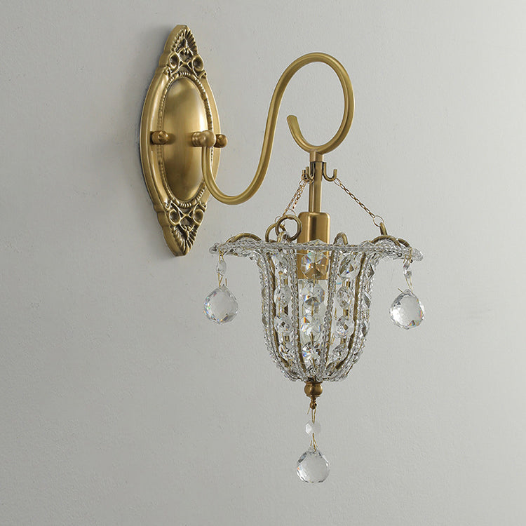 Iron Crystal Elliptical Gooseneck 1-Light Wall Sconce Lamp