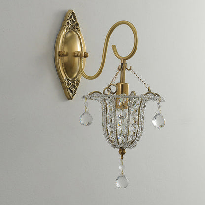 Iron Crystal Elliptical Gooseneck 1-Light Wall Sconce Lamp