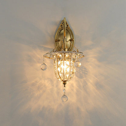 Iron Crystal Elliptical Gooseneck 1-Light Wall Sconce Lamp