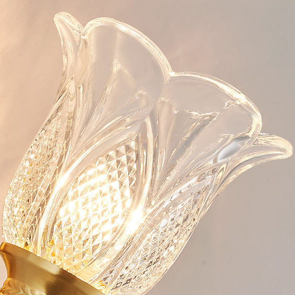 Copper Glass Embossed Floral 1/2 Light Wall Sconce Lamp