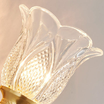 Copper Glass Embossed Floral 1/2 Light Wall Sconce Lamp