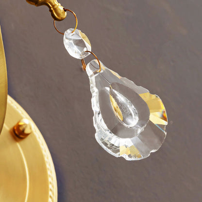 French Glass Crystal Bell Embossed 1-Light Wall Sconce Lamp