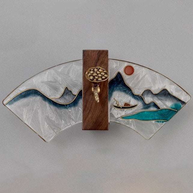 Chinese Painting Lotus Bamboo Leaf LED Wall Sconce Lamp