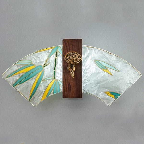 Chinese Painting Lotus Bamboo Leaf LED Wall Sconce Lamp