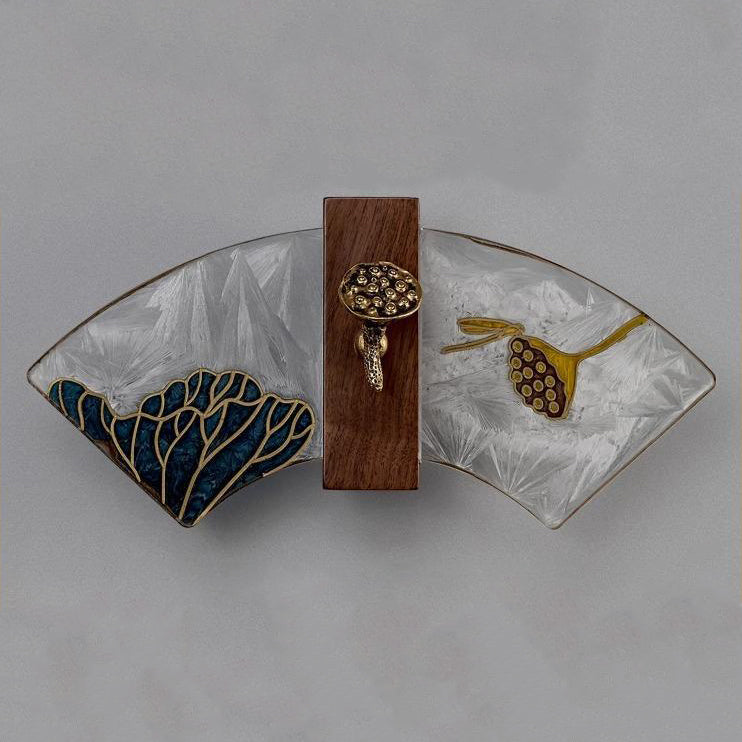 Chinese Painting Lotus Bamboo Leaf LED Wall Sconce Lamp