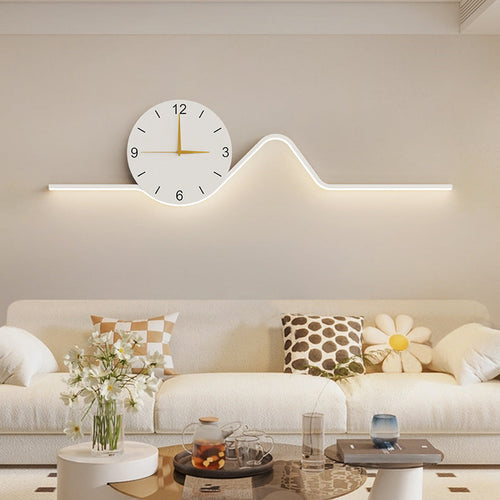 Creative Iron Acrylic Line Clock LED Wall Sconce Lamp
