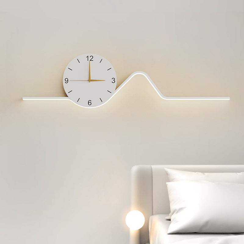 Creative Iron Acrylic Line Clock LED Wall Sconce Lamp