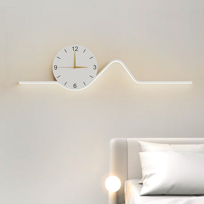 Creative Iron Acrylic Line Clock LED Wall Sconce Lamp