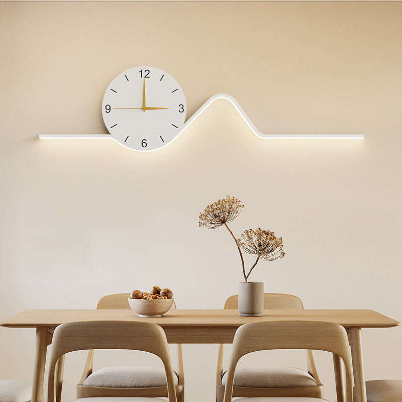 Creative Iron Acrylic Line Clock LED Wall Sconce Lamp