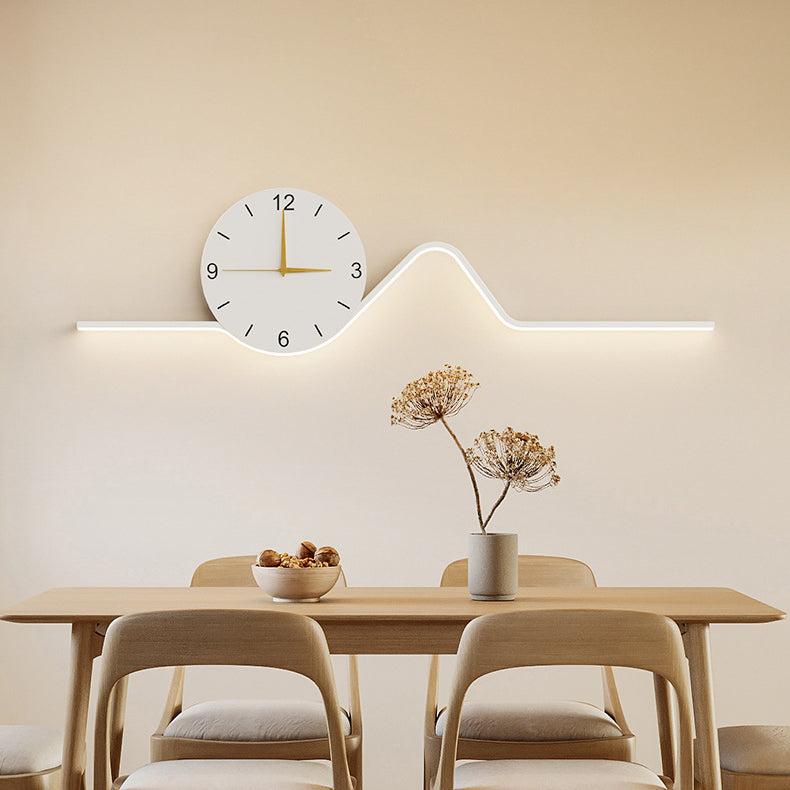 Creative Iron Acrylic Line Clock LED Wall Sconce Lamp
