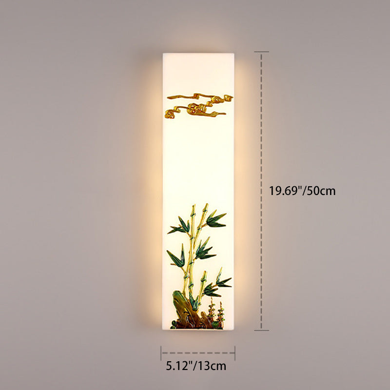 Chinese Bamboo Flower Pine Tree LED Wall Sconce Lamp