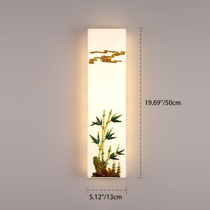 Chinese Bamboo Flower Pine Tree LED Wall Sconce Lamp