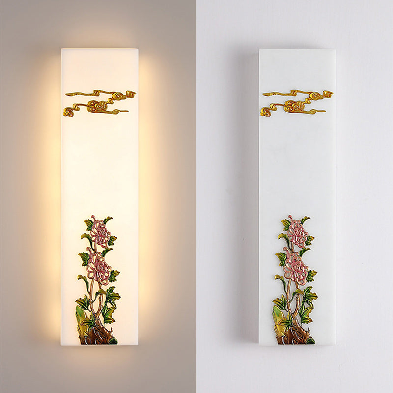 Chinese Bamboo Flower Pine Tree LED Wall Sconce Lamp