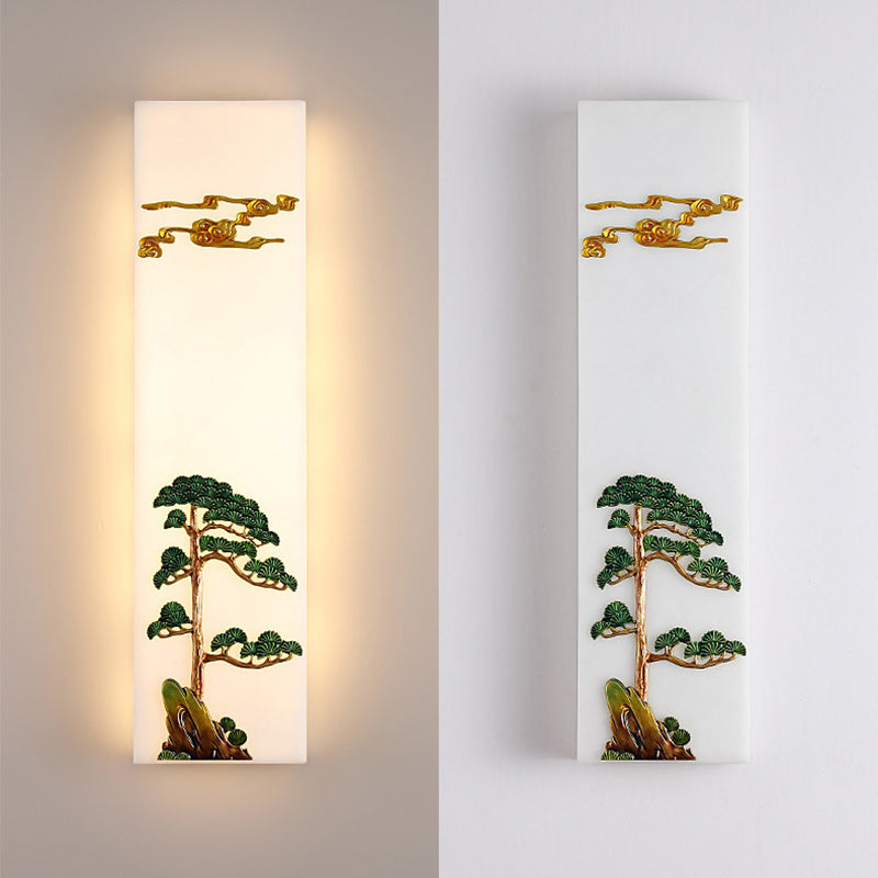 Chinese Bamboo Flower Pine Tree LED Wall Sconce Lamp