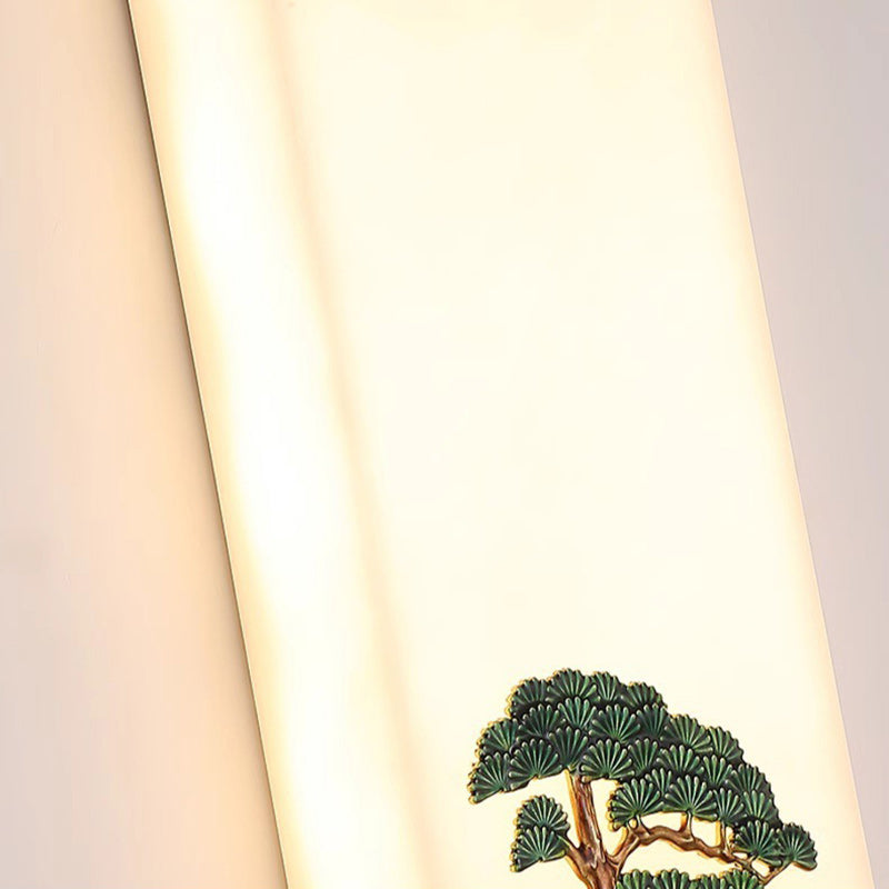 Chinese Bamboo Flower Pine Tree LED Wall Sconce Lamp