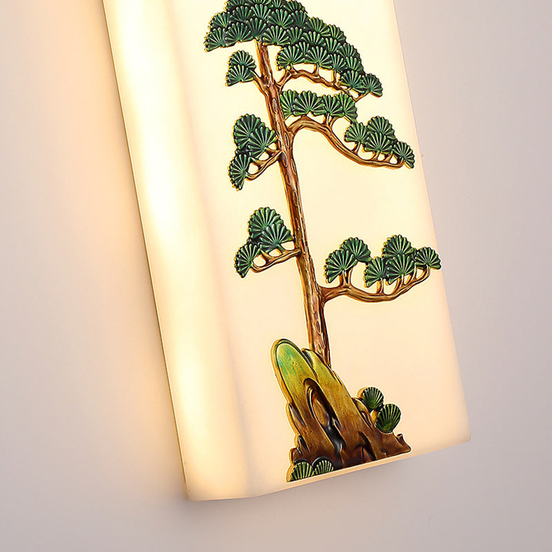Chinese Bamboo Flower Pine Tree LED Wall Sconce Lamp