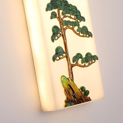 Chinese Bamboo Flower Pine Tree LED Wall Sconce Lamp
