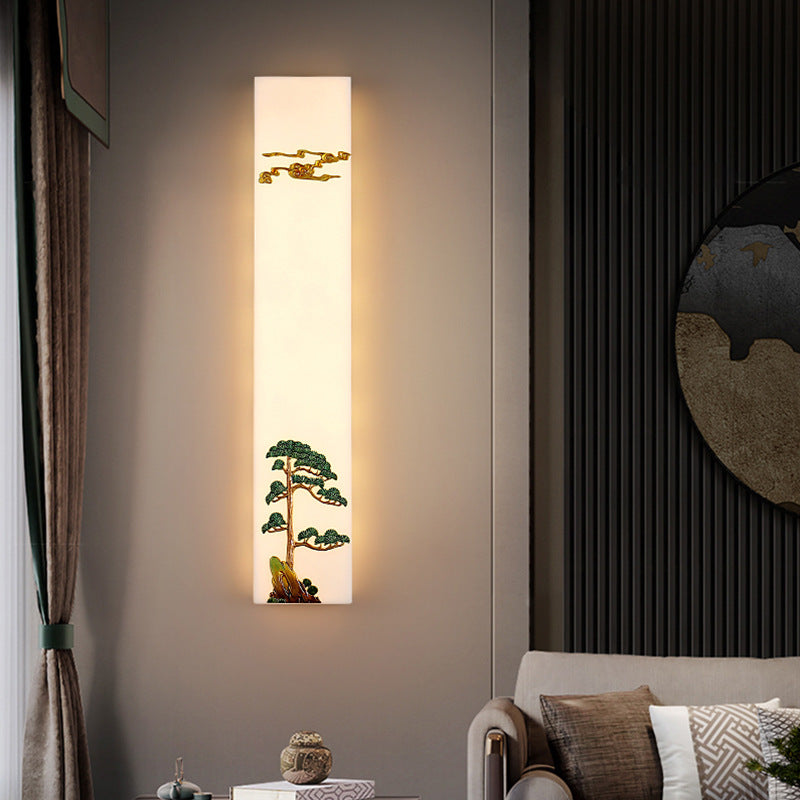 Chinese Bamboo Flower Pine Tree LED Wall Sconce Lamp