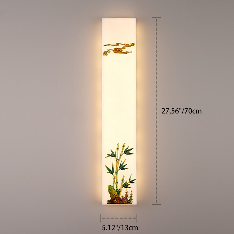 Chinese Bamboo Flower Pine Tree LED Wall Sconce Lamp
