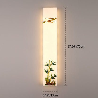 Chinese Bamboo Flower Pine Tree LED Wall Sconce Lamp