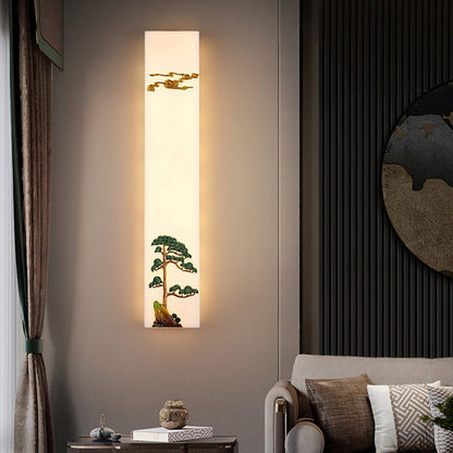 Chinese Bamboo Flower Pine Tree LED Wall Sconce Lamp