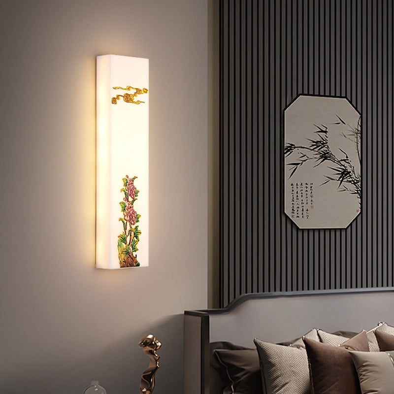 Chinese Bamboo Flower Pine Tree LED Wall Sconce Lamp