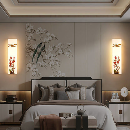 Chinese Bamboo Flower Pine Tree LED Wall Sconce Lamp