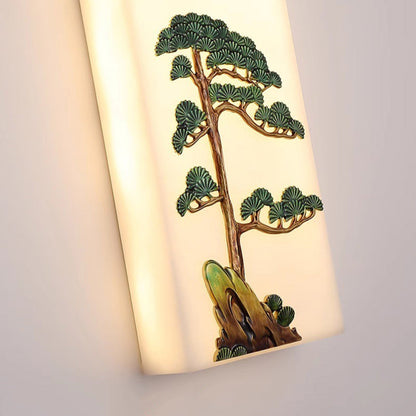 Chinese Bamboo Flower Pine Tree LED Wall Sconce Lamp