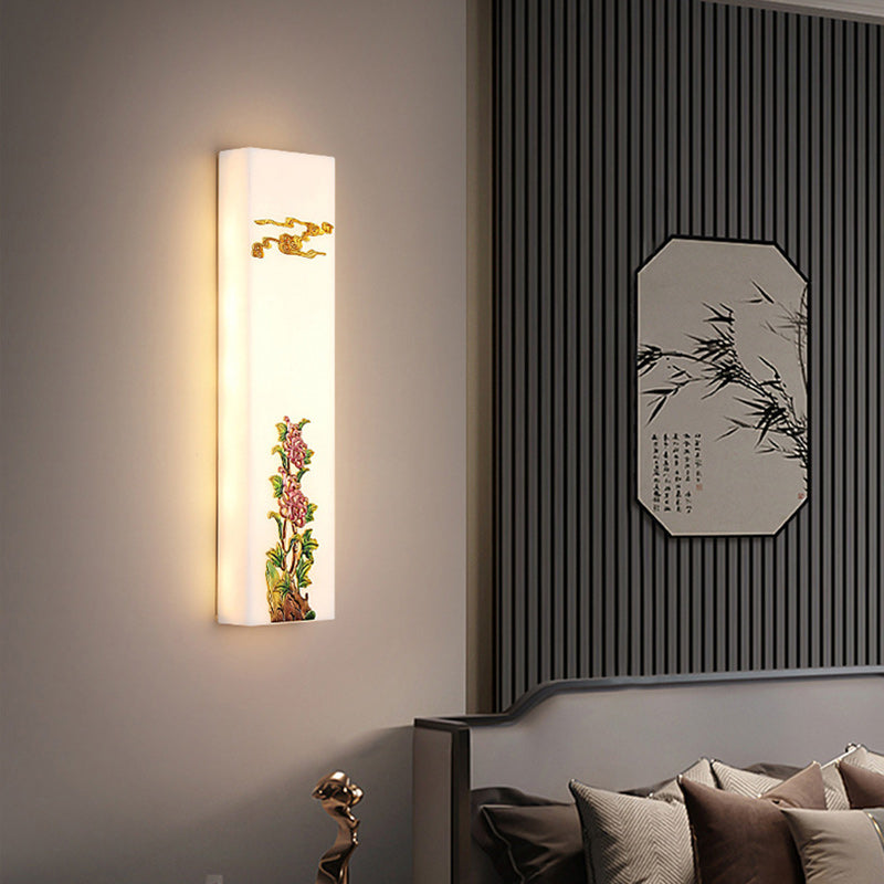 Chinese Bamboo Flower Pine Tree LED Wall Sconce Lamp