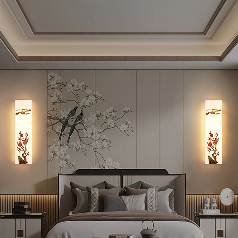Chinese Bamboo Flower Pine Tree LED Wall Sconce Lamp