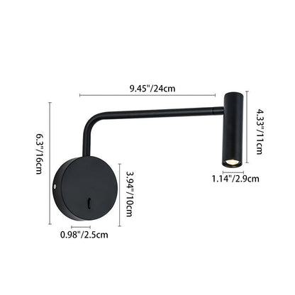 Aluminum Cylinder Rotatable Reading LED Wall Sconce Lamp