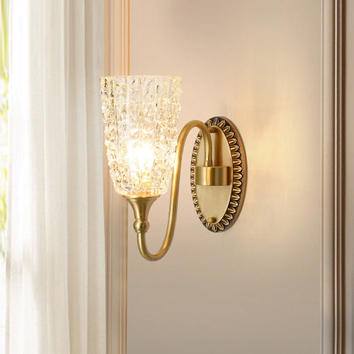 Brass Ice Cracked Texture 1/2 Light Wall Sconce Lamp