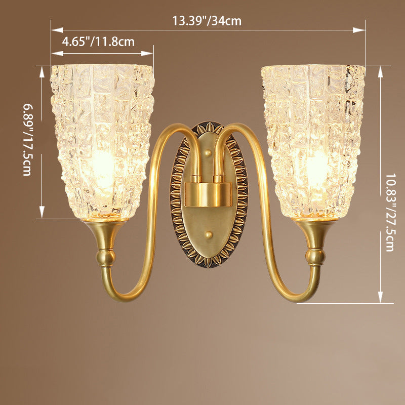 Brass Ice Cracked Texture 1/2 Light Wall Sconce Lamp
