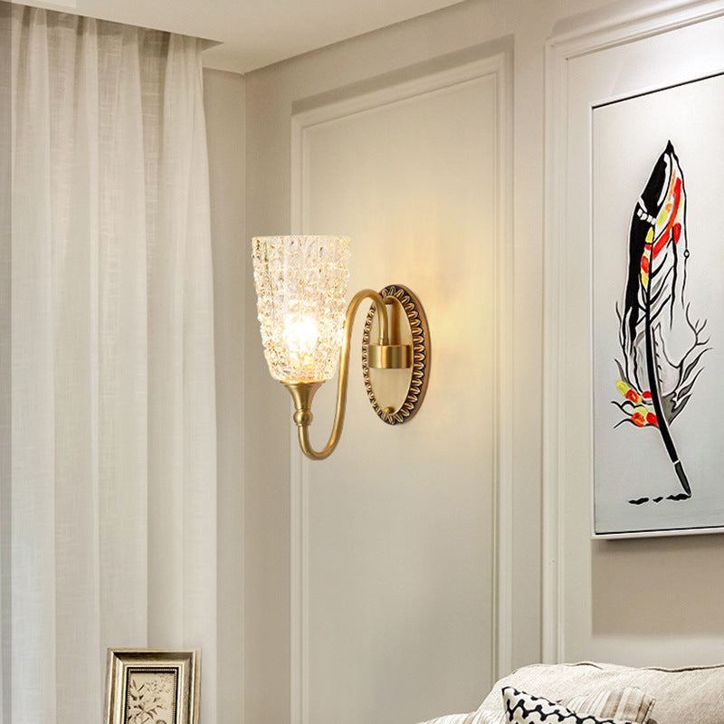 Brass Ice Cracked Texture 1/2 Light Wall Sconce Lamp