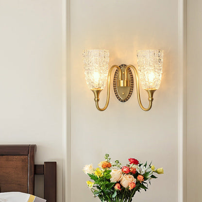 Brass Ice Cracked Texture 1/2 Light Wall Sconce Lamp