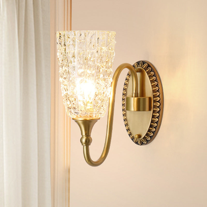 Brass Ice Cracked Texture 1/2 Light Wall Sconce Lamp