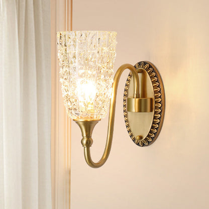 Brass Ice Cracked Texture 1/2 Light Wall Sconce Lamp