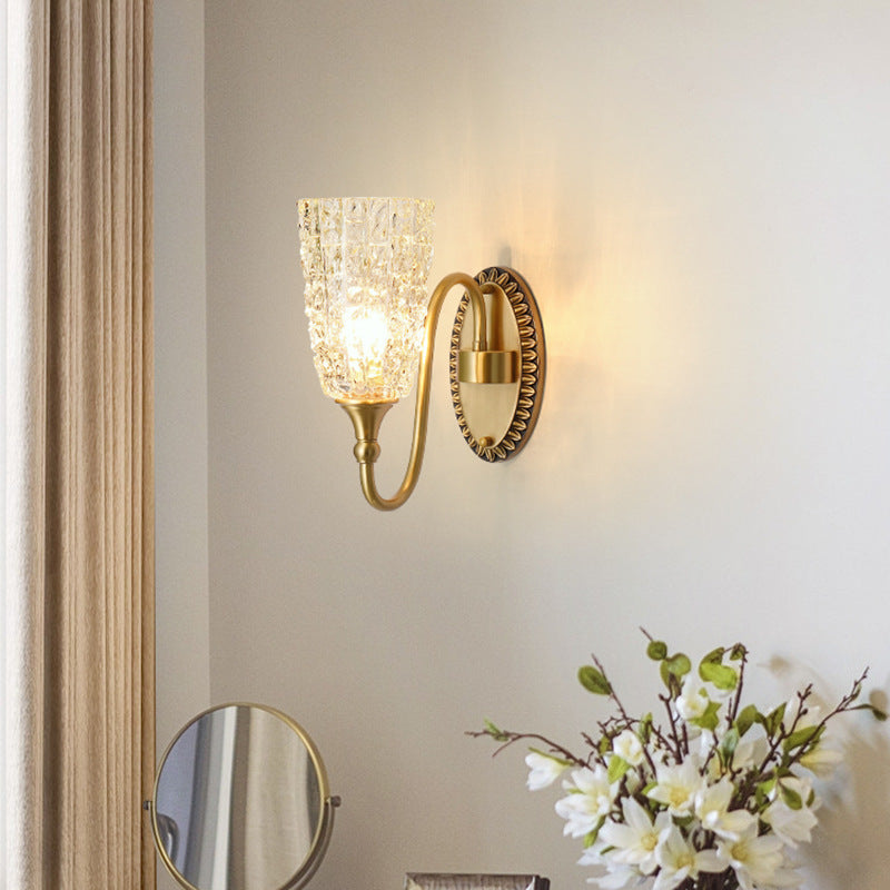 Brass Ice Cracked Texture 1/2 Light Wall Sconce Lamp