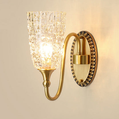 Brass Ice Cracked Texture 1/2 Light Wall Sconce Lamp