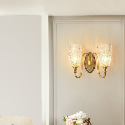 Brass Ice Cracked Texture 1/2 Light Wall Sconce Lamp