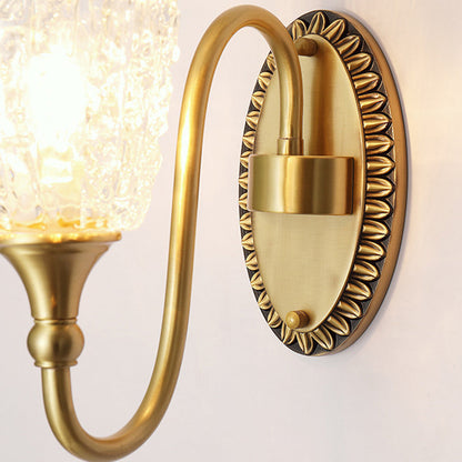 Brass Ice Cracked Texture 1/2 Light Wall Sconce Lamp