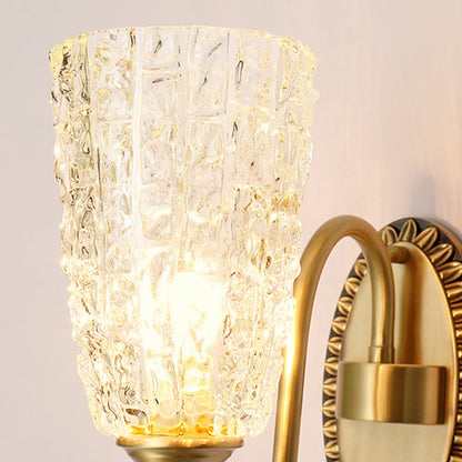 Brass Ice Cracked Texture 1/2 Light Wall Sconce Lamp
