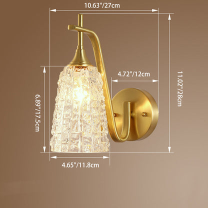 Brass Cylinder Ice Cracked Texture 1-Light Wall Sconce Lamp