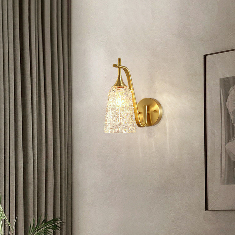 Brass Cylinder Ice Cracked Texture 1-Light Wall Sconce Lamp