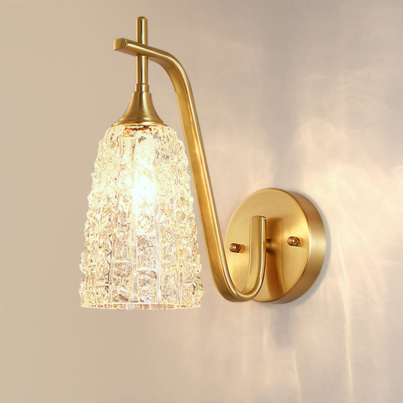 Brass Cylinder Ice Cracked Texture 1-Light Wall Sconce Lamp