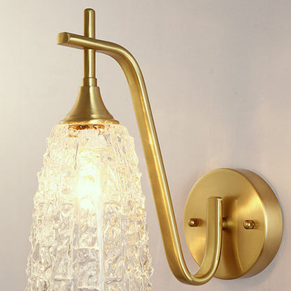 Brass Cylinder Ice Cracked Texture 1-Light Wall Sconce Lamp